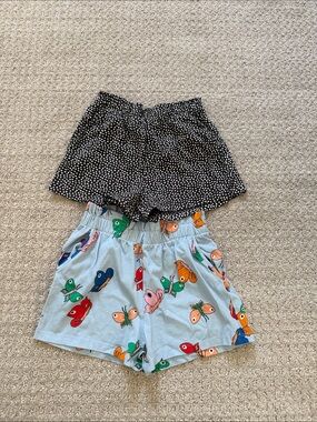 H&M Girls' Dot Black Shorts & Light Blue Fish Print Shorts - 2 Pack sz 6